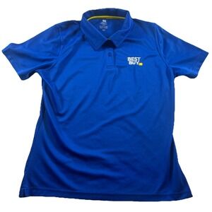 Best Buy Womens Shirt Top Size Large Blue Embroidered Employee Uniform Polo